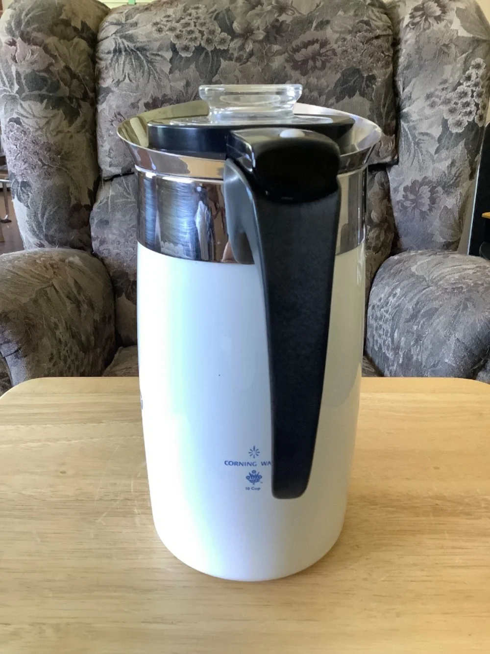 Corning Ware Blue Cornflower 10-Cup Decorative COFFEE POT Percolator NO CORD #3